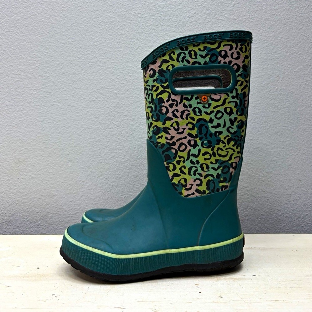 Bogs Teal Leopard Print Waterproof Rain Boots Size 12